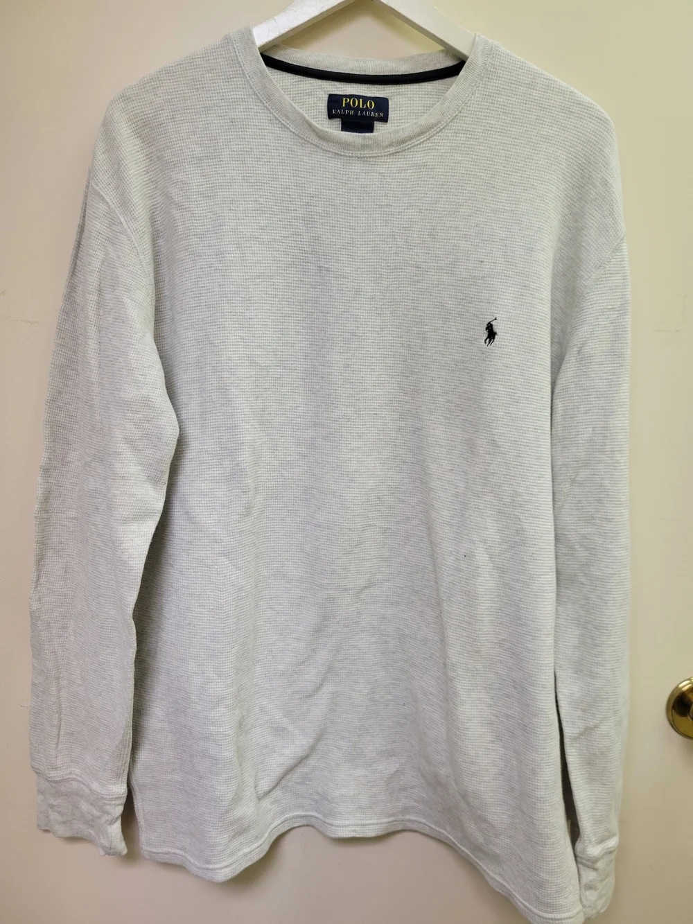 Polo Ralph Lauren Men's XL Gray Waffle-Knit Cotton Crewneck Pullover Sweater